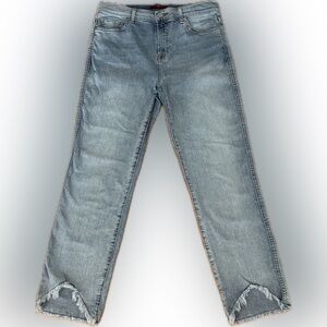 7 for all mankind jeans 30 Ankle Skinny Jeans Denim Frayed Raw Hem Cut